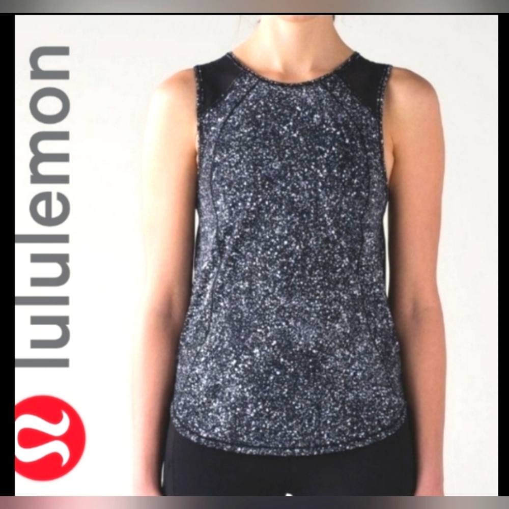 Lululemon Sculpt Tank Splatter White Black EUC Size 4/6